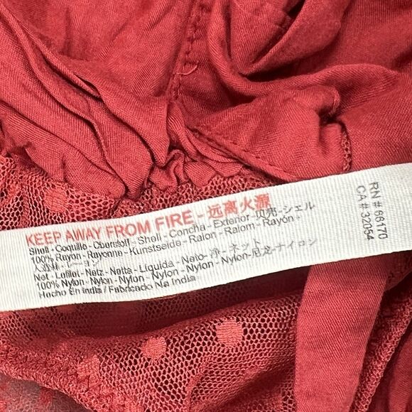 Intimately Free People Body Suit XS Red Dramatic Ruffle Thong V Neck Boho Top - Picture 9 of 10